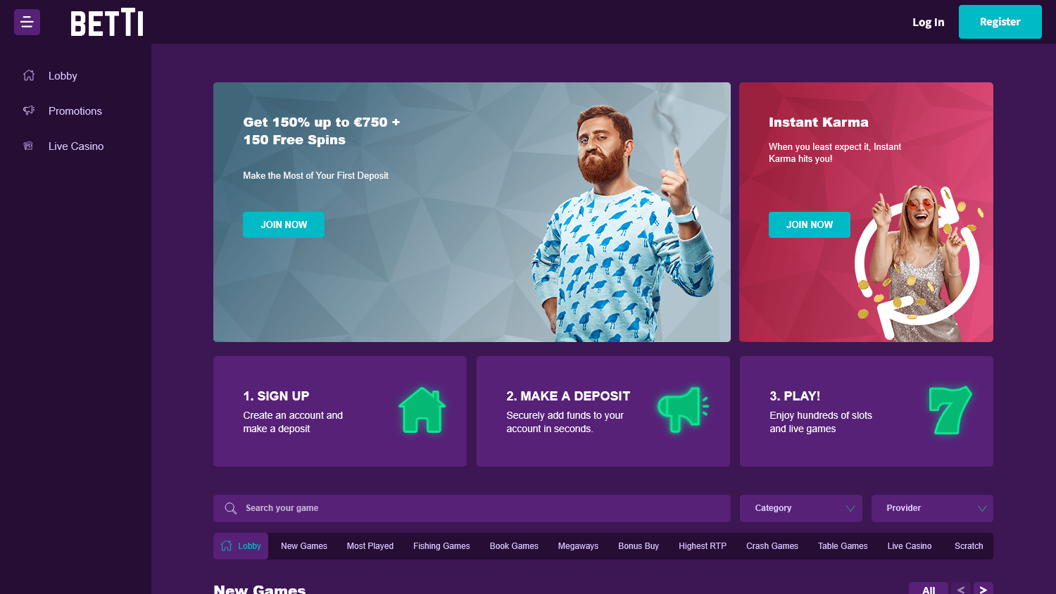 Betti Casino Desktop screenshot