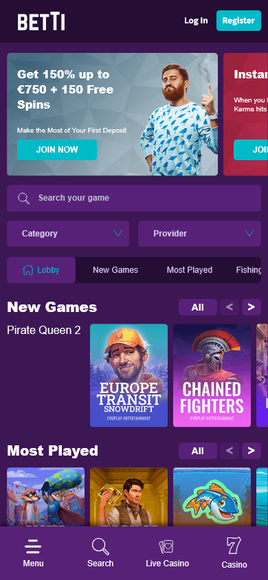 Betti Casino Mobile screenshot